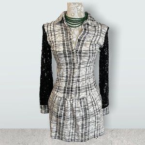 Nic nation NWT button down dress with sequin sleeve size xs.